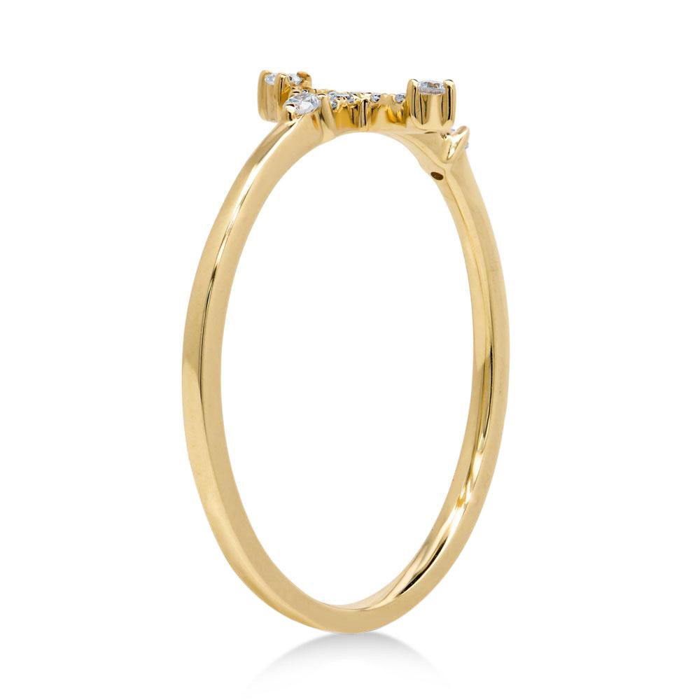 Diamond Accented Horizontal Cross Ring 14k Yellow Gold (0.09ct)