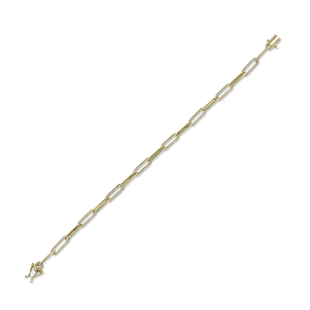 Diamond Accented Paperclip Link Bracelet 14k Yellow Gold (0.74ct)