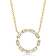 Diamond Baguette Circle Pendant Necklace 14k Yellow Gold (0.29ct)