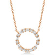 Diamond Baguette Circle Pendant Necklace 14k Rose Gold (0.29ct)