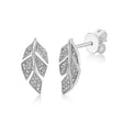 Diamond Pave Leaf Stud Earrings 14k White Gold (0.14ct)