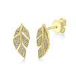 Diamond Pave Leaf Stud Earrings 14k Yellow Gold (0.14ct)