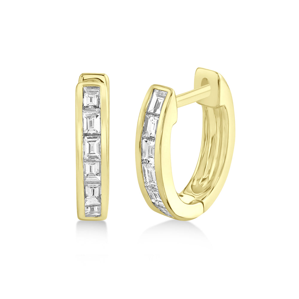 Diamond Baguette Huggie Earrings 14k Yellow Gold (0.33ct)