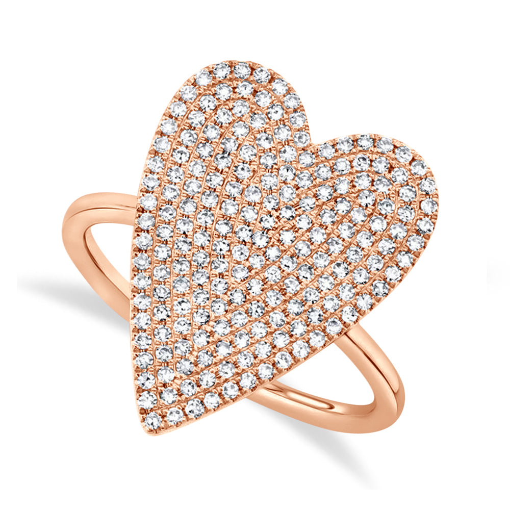 Diamond Pave Heart Ring 14k Rose Gold (0.56ct)