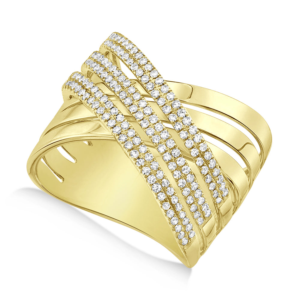 Diamond Accented Bridge Ring 14k Yellow Gold (0.54ct)