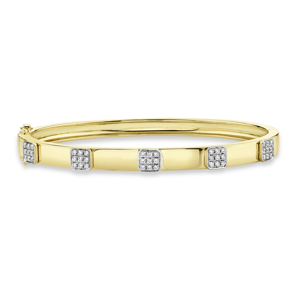 Pave Diamond Squares Bangle Bracelet 14k Yellow Gold (0.43ct)