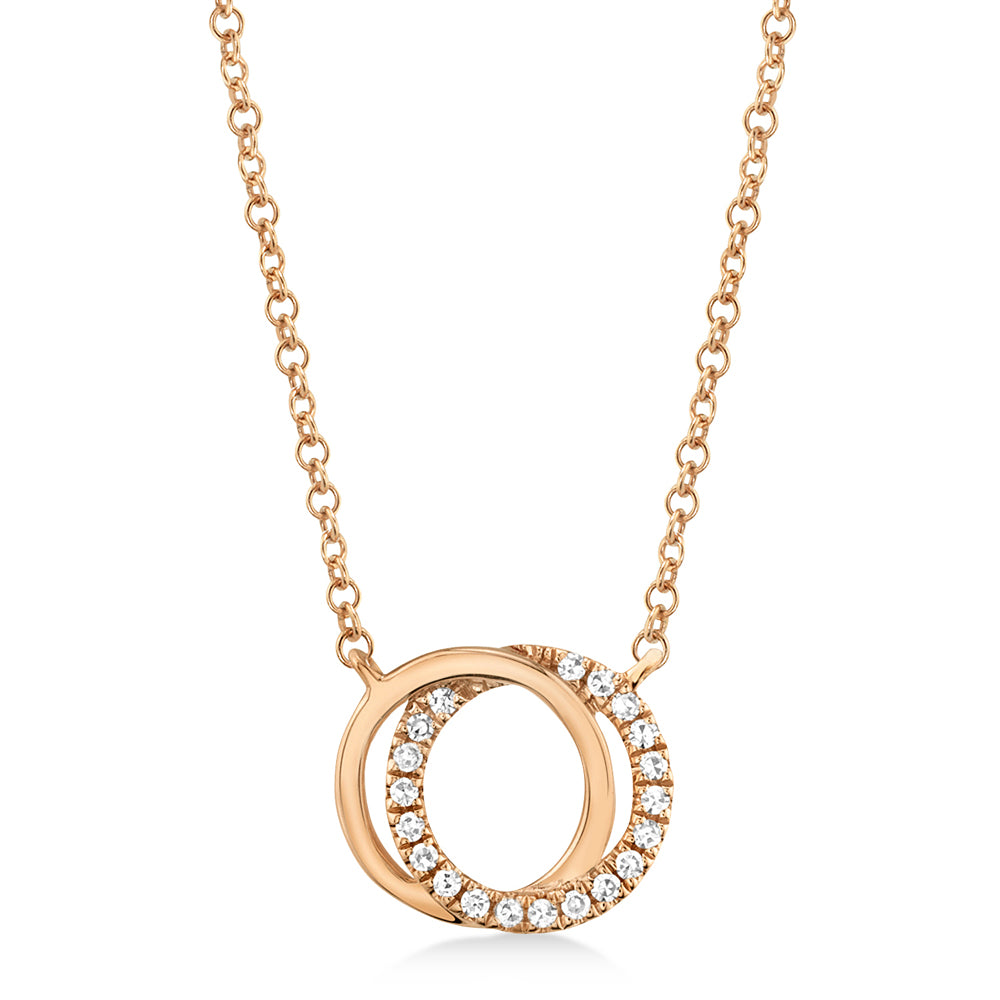 Diamond Accented Love Knot Pendant Necklace 14k Rose Gold (0.07ct)