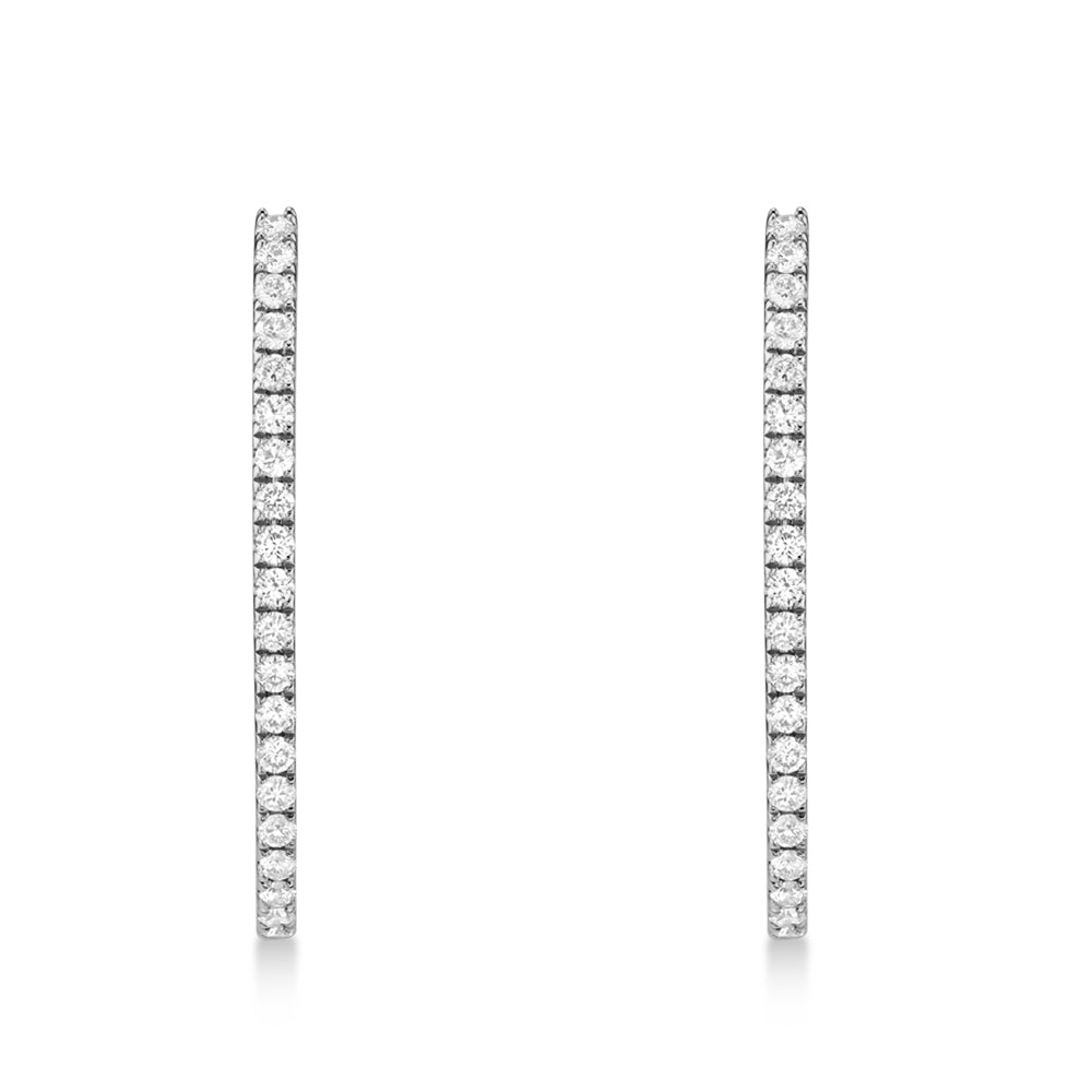 Diamond Accented Oval Hoop Earrings 14k White Gold (0.34ct)