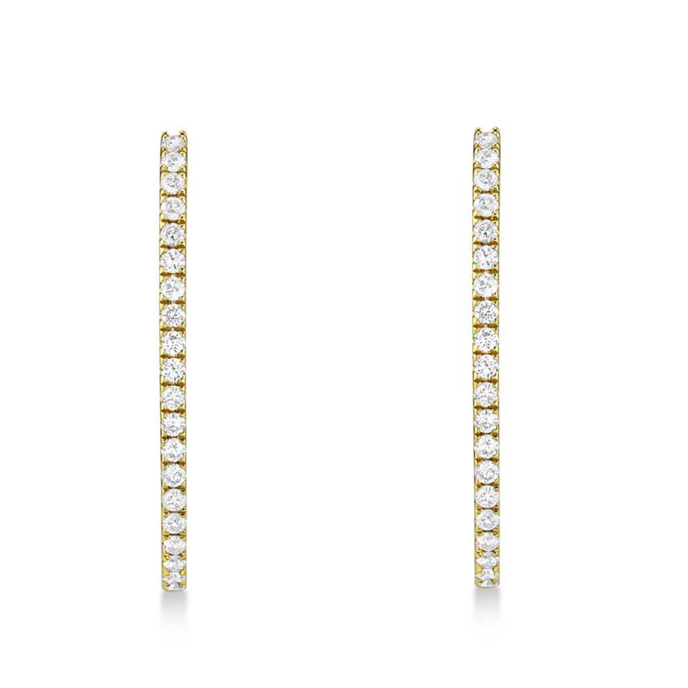 Diamond Accented Oval Hoop Earrings 14k Yellow Gold (0.34ct)