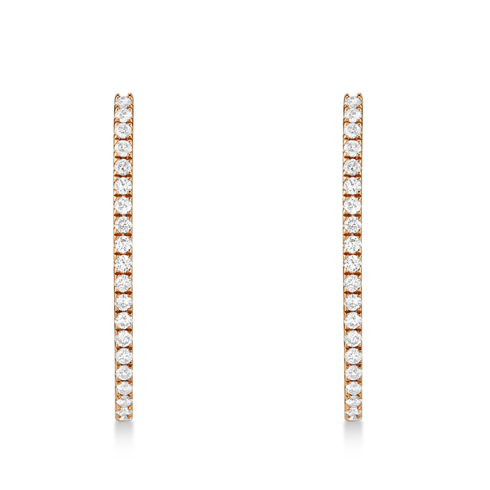Diamond Accented Oval Hoop Earrings 14k Rose Gold (0.34ct)