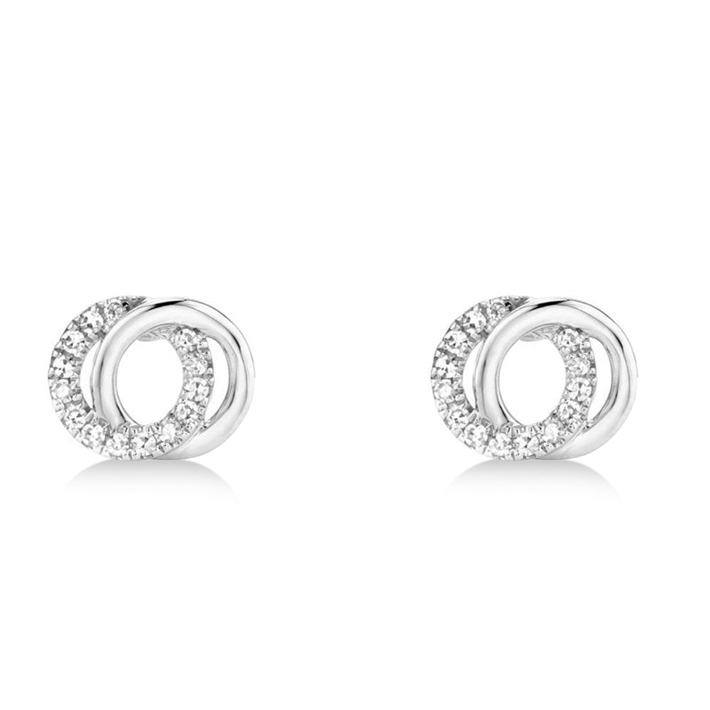 Diamond Love Knot Circle Earrings 14k White Gold (0.09ct)