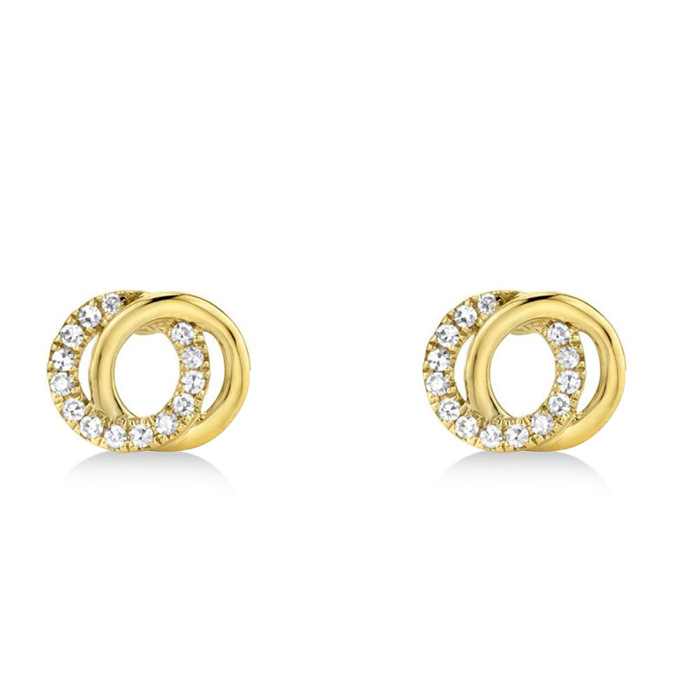 Diamond Love Knot Circle Earrings 14k Yellow Gold (0.09ct)