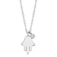Diamond Bezel Hamsa Pendant Necklace 14k White Gold (0.02ct)
