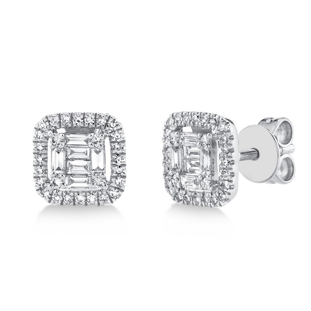Diamond Baguette Stud Earrings 14k White Gold (0.43ct)