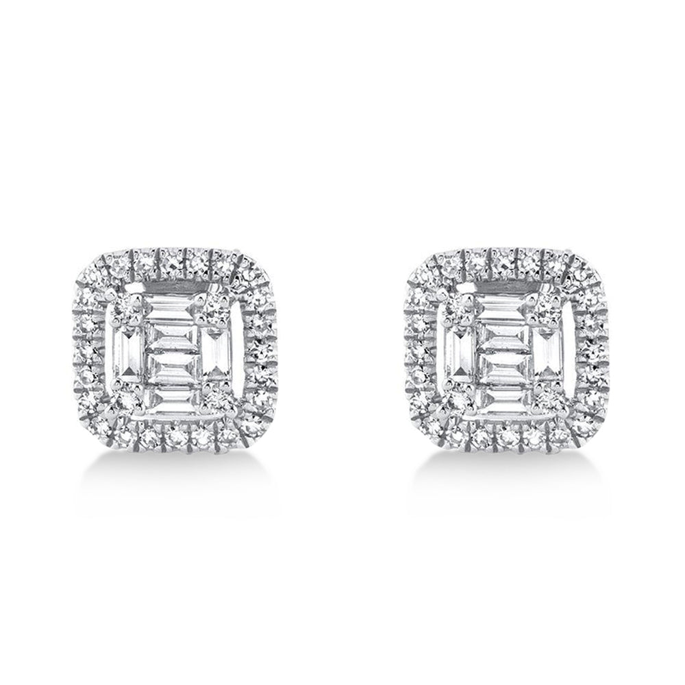 Diamond Baguette Stud Earrings 14k White Gold (0.43ct)