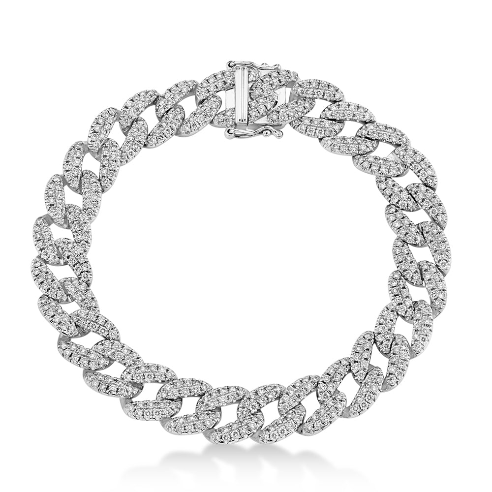 Diamond Pave Cuban Link Bracelet 14k White Gold (4.36ct)