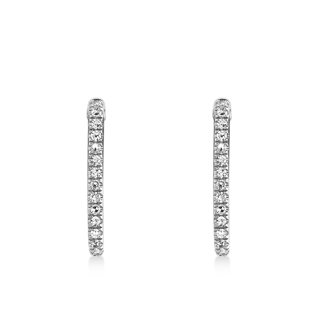 Diamond Paperclip Huggie Earrings 14k White Gold (0.08ct)