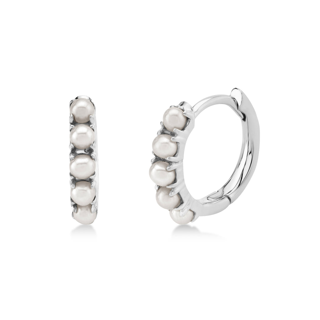 Cultured Pearl Huggie Earrings 14k White Gold (1.5-2.5mm)