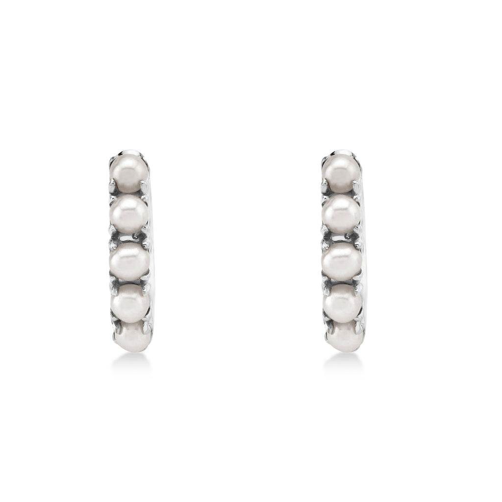 Cultured Pearl Huggie Earrings 14k White Gold (1.5-2.5mm)