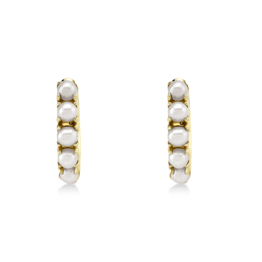 Cultured Pearl Huggie Earrings 14k Yellow Gold (1.5-2.5mm)