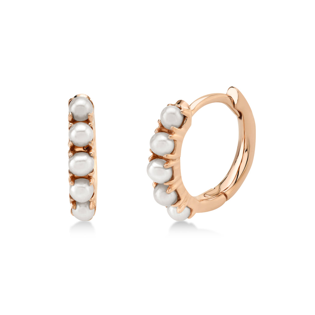Cultured Pearl Huggie Earrings 14k Rose Gold (1.5-2.5mm)