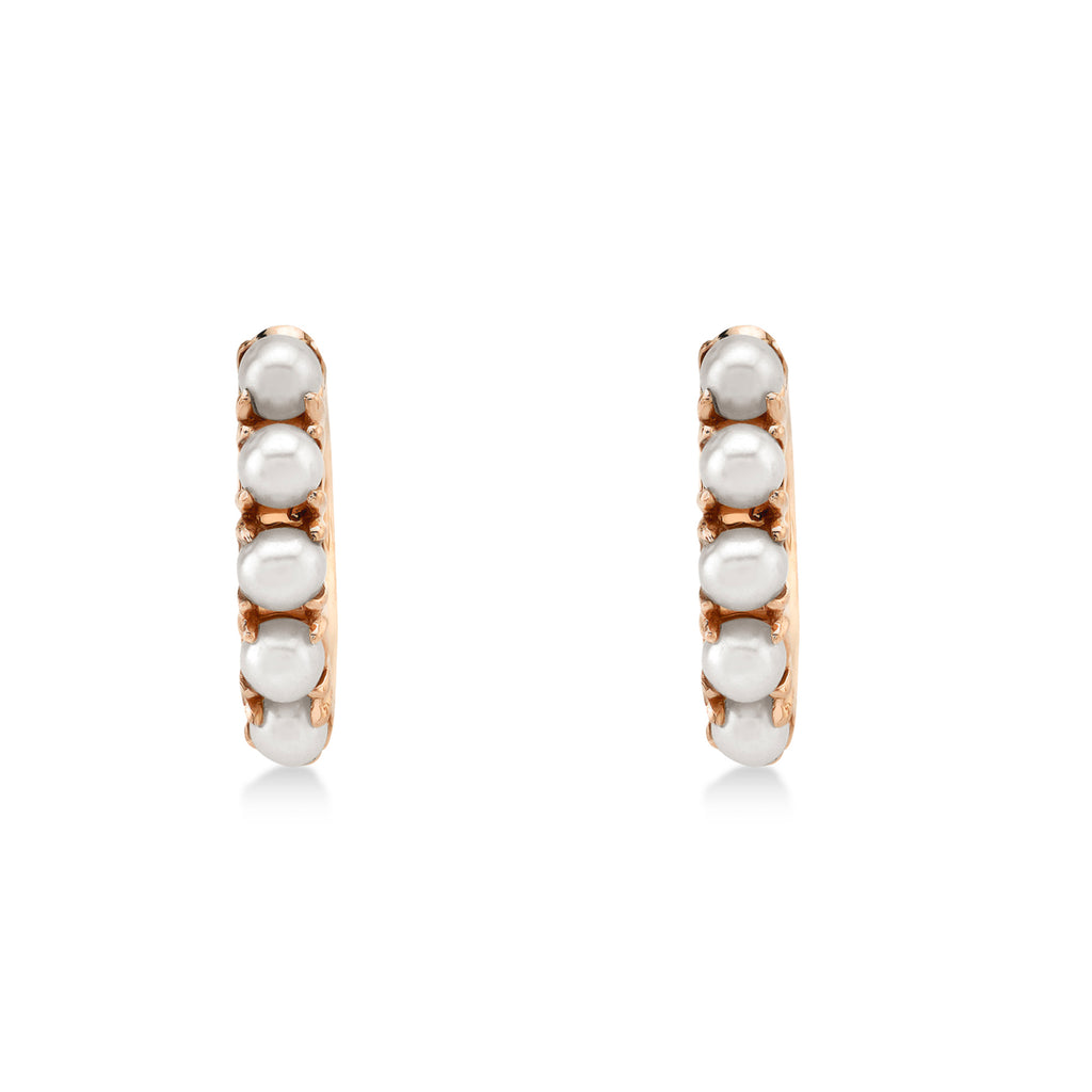 Cultured Pearl Huggie Earrings 14k Rose Gold (1.5-2.5mm)