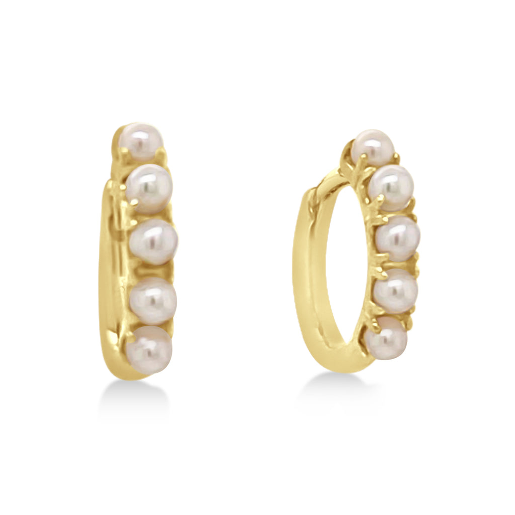 Cultured Pearl Huggie Earrings 14k Rose Gold (1.5-2.5mm)