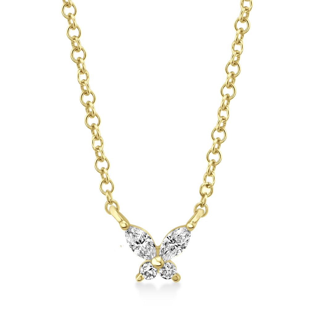 Diamond Butterfly Pendant Necklace 14k Yellow Gold (0.10ct)