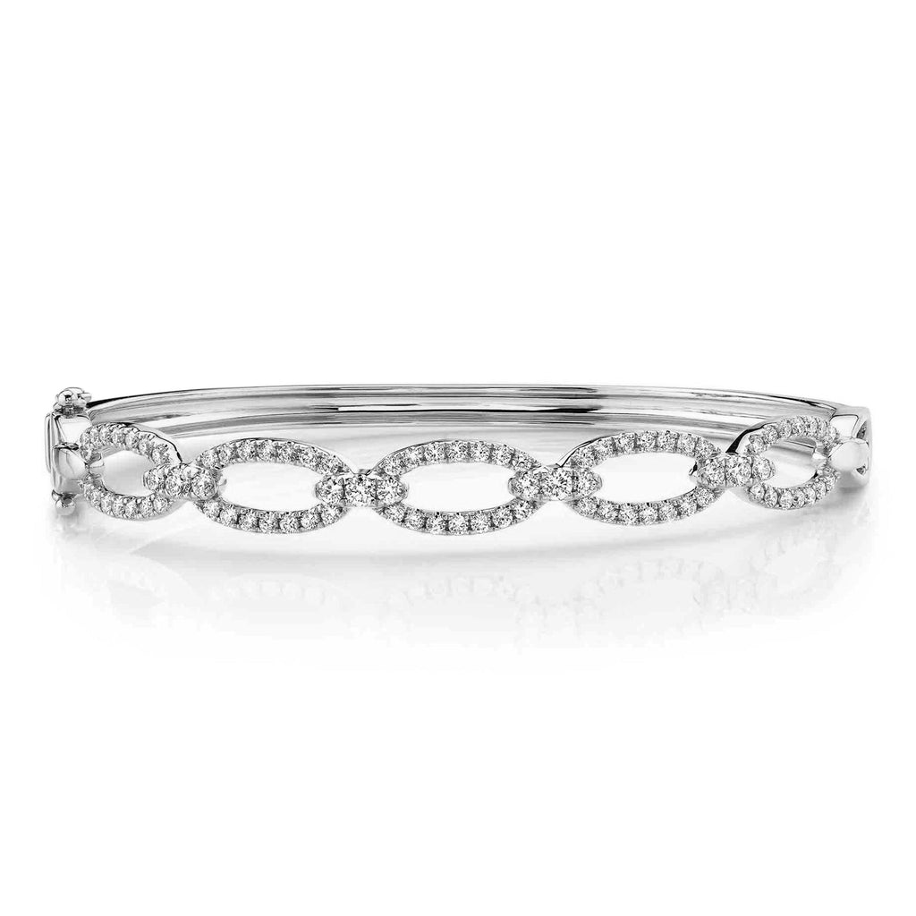 Diamond Link Bangle Bracelet 14K White Gold (1.19ct)