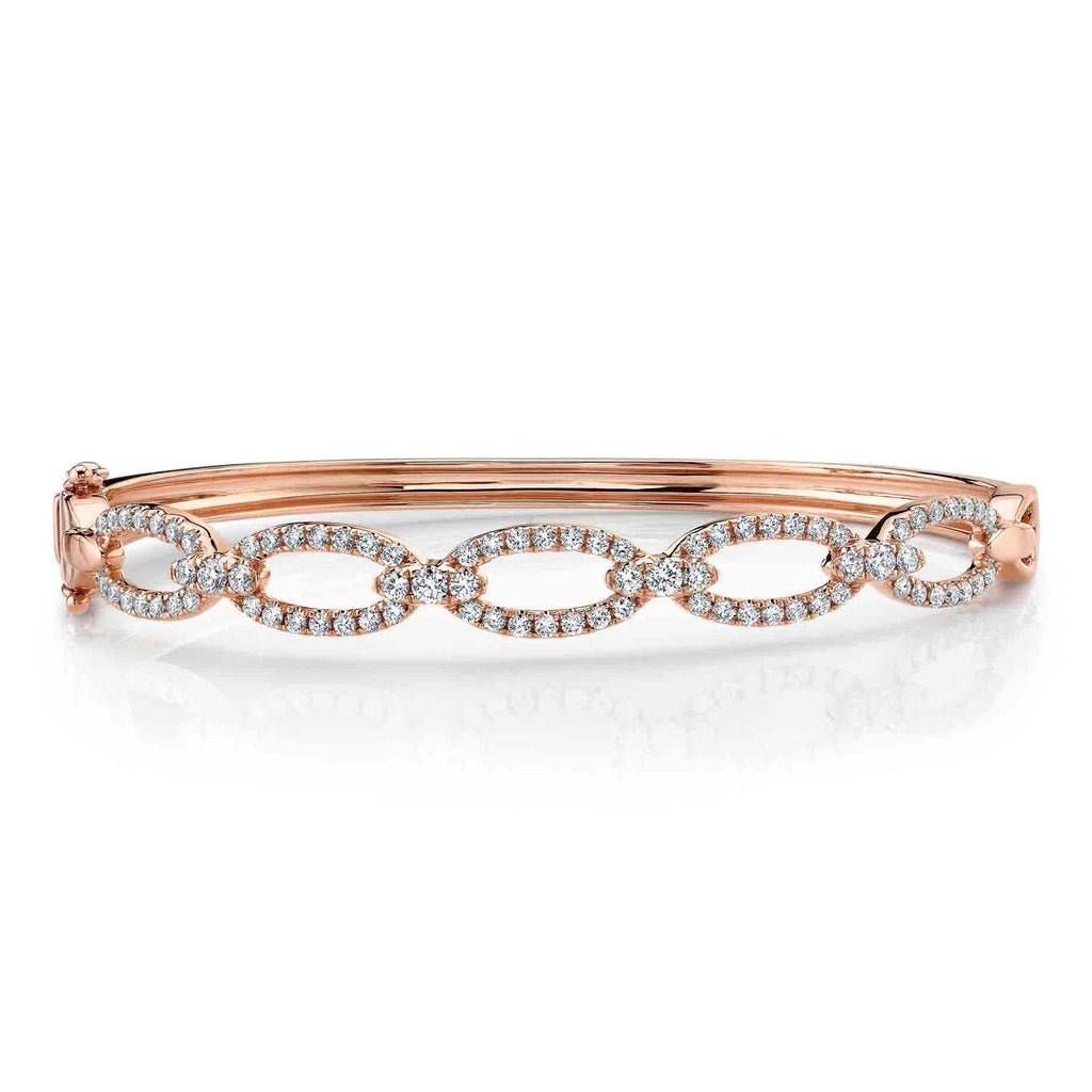 Diamond Link Bangle Bracelet 14K Rose Gold (1.19ct)