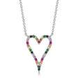 Diamond & Multi-Color Pave Heart Pendant necklace in 14K White Gold (0.22ct)