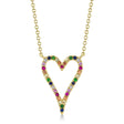 Diamond & Multi-Color Pave Heart Pendant necklace in 14K Yellow Gold(0.22ct)