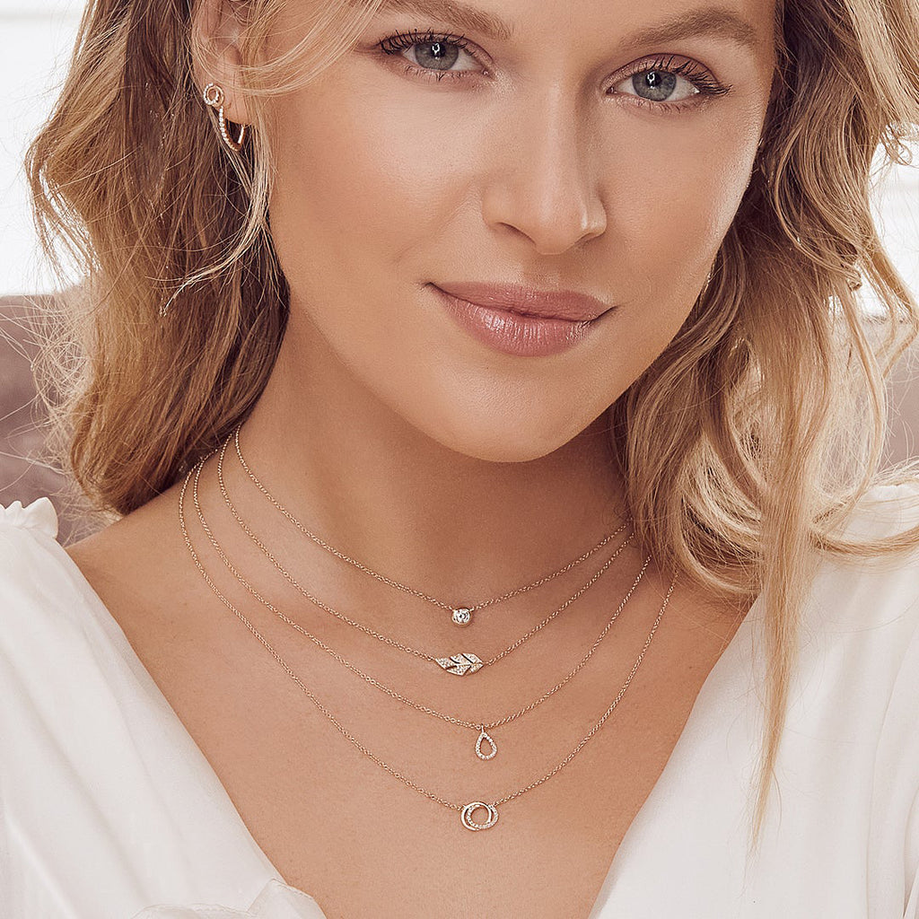 Bezel Diamond Pendant Solitare Necklace 14k Yellow Gold (0.20ct)
