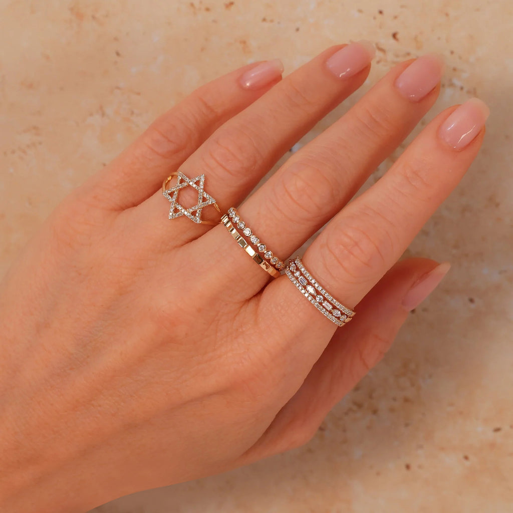 Diamond Jewish Star of David Ring 14K Yellow Gold (0.18ct)