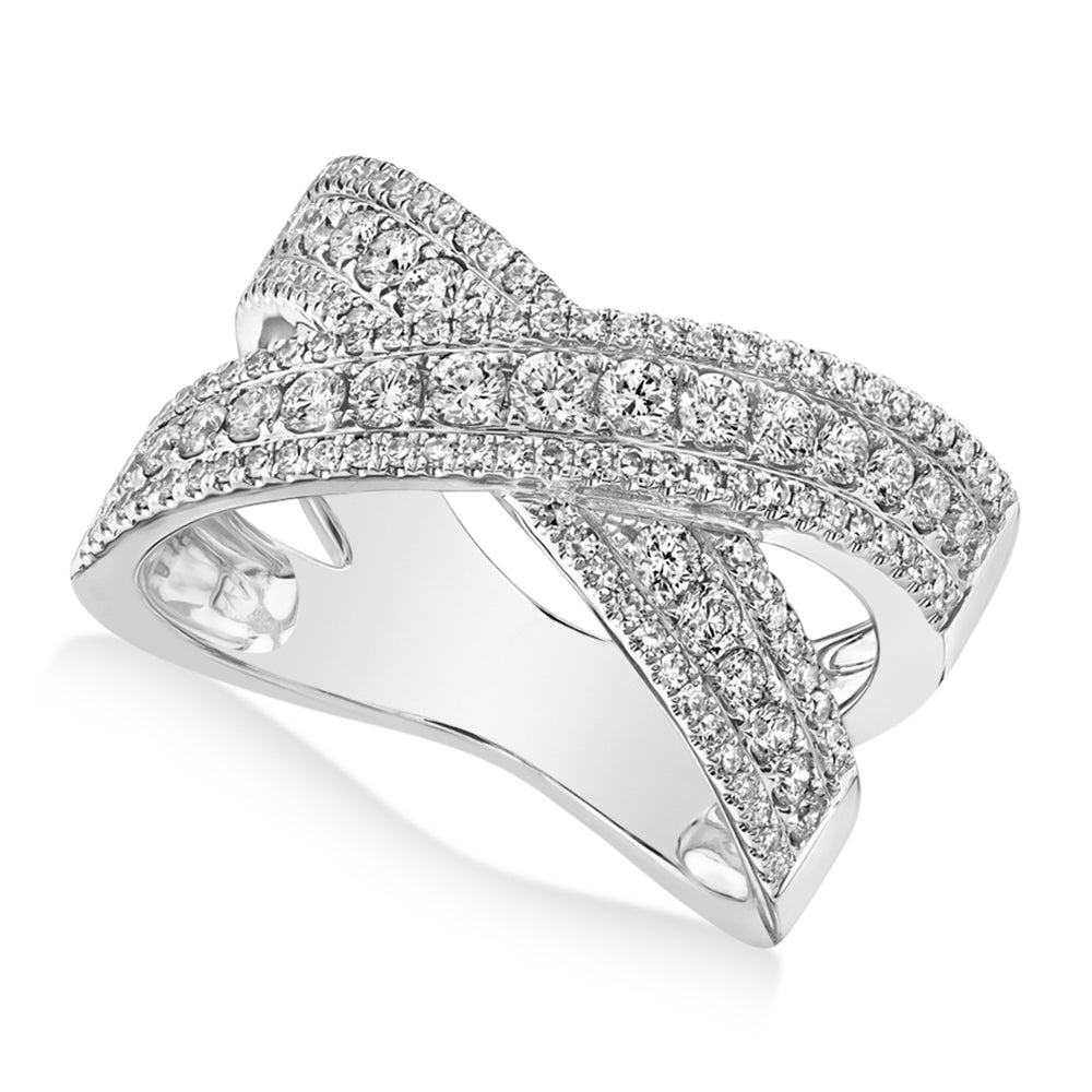 Diamond X Statement Bridge Ring 14k White Gold (0.95ct)