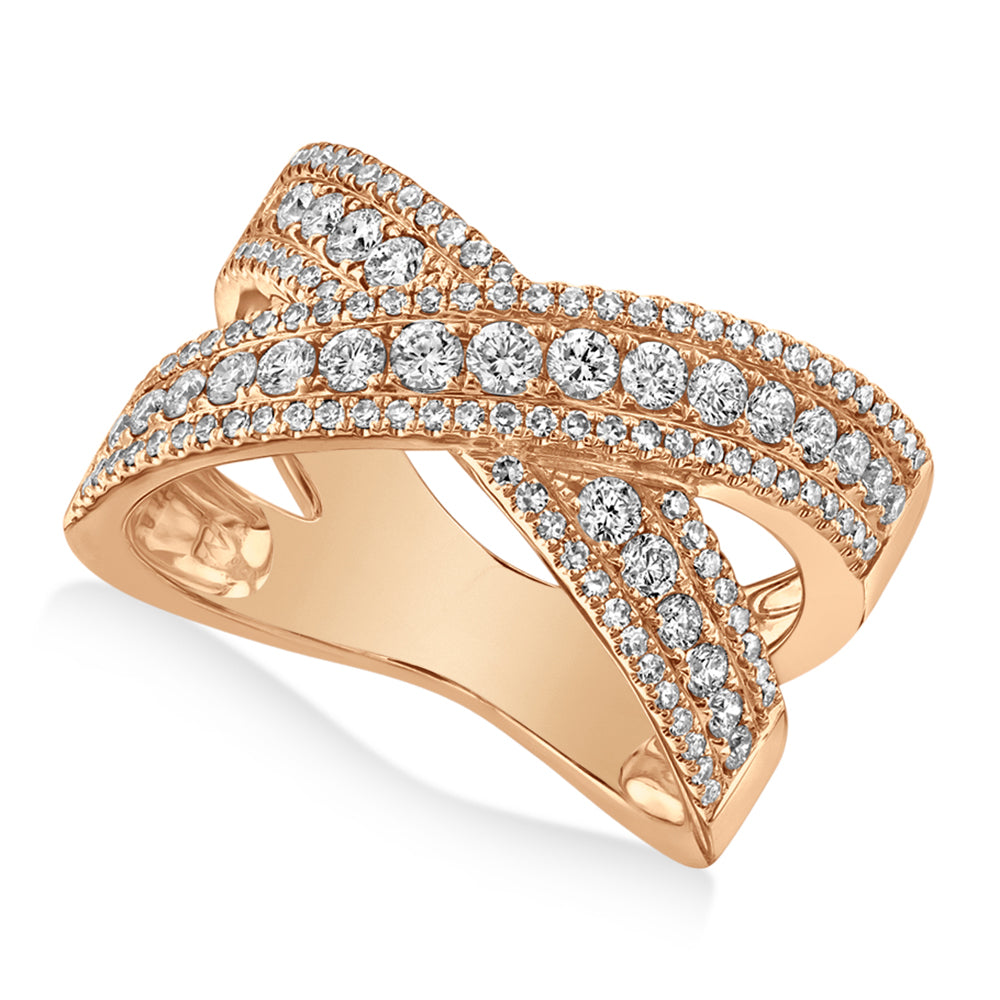 Diamond X Statement Bridge Ring 14k Rose Gold (0.95ct)