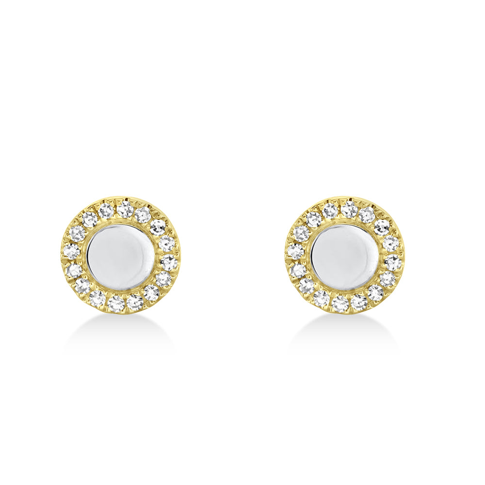 Diamond Accented Disc Stud Earrings 14k Yellow Gold (0.10ct)