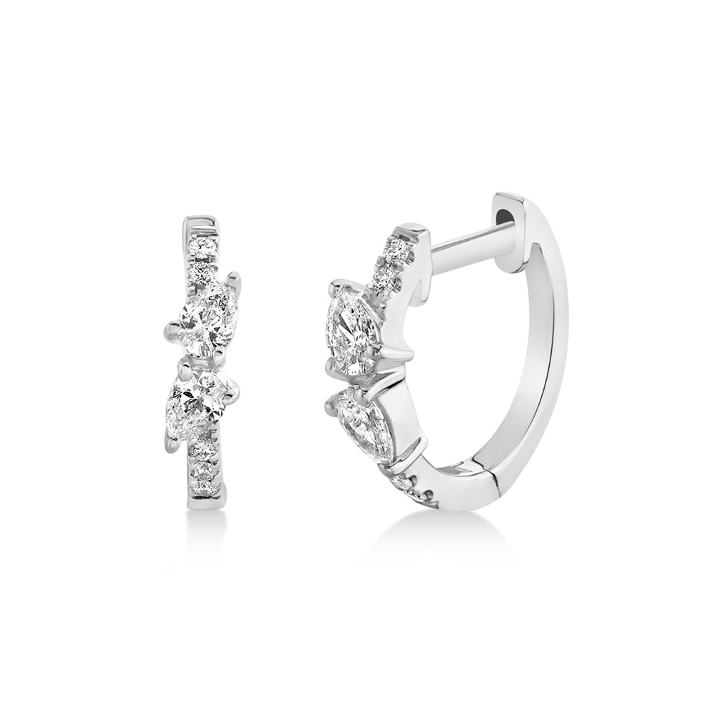 Diamond Pear Huggie Earrings 14k White Gold (0.32ct)