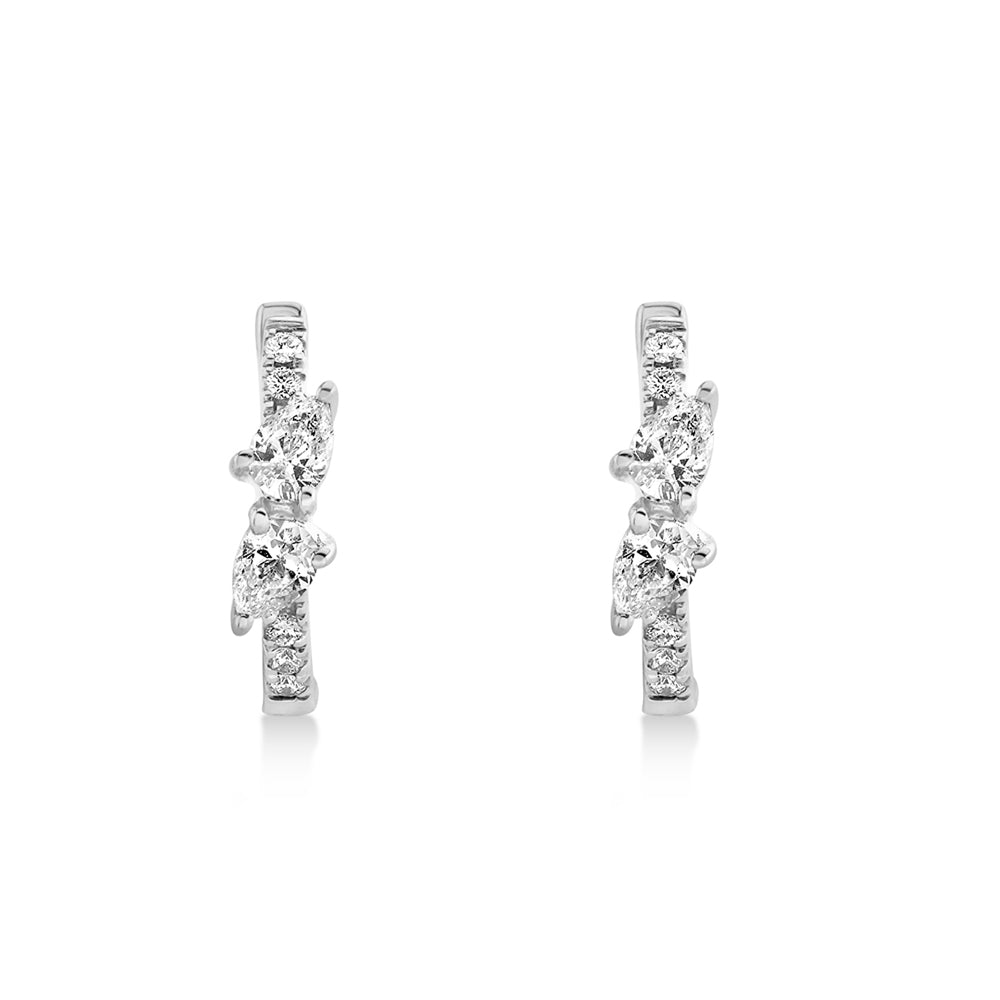 Diamond Pear Huggie Earrings 14k White Gold (0.32ct)