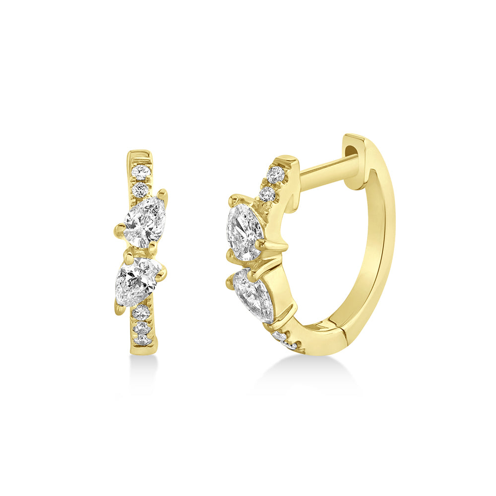 Diamond Pear Huggie Earrings 14k Yellow Gold (0.32ct)