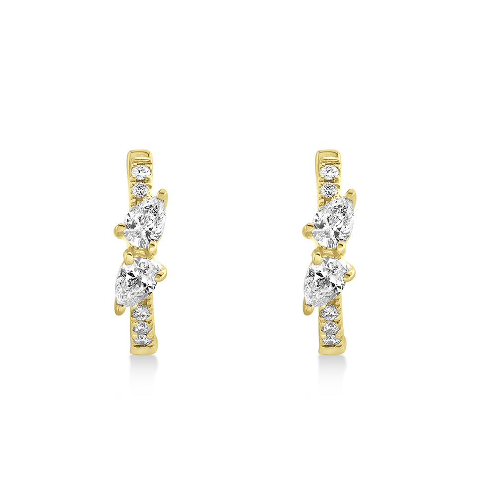 Diamond Pear Huggie Earrings 14k Yellow Gold (0.32ct)