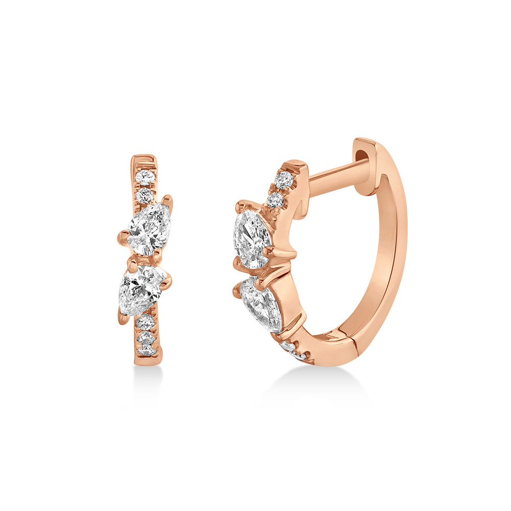 Diamond Pear Huggie Earrings 14k Rose Gold (0.32ct)