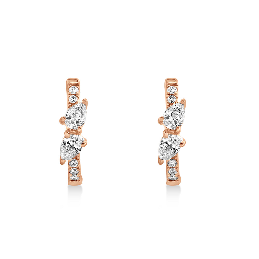 Diamond Pear Huggie Earrings 14k Rose Gold (0.32ct)