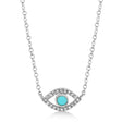 Turquoise & Diamond Evil Eye Pendant Necklace 14k White Gold (0.13ct)