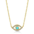 Turquoise & Diamond Evil Eye Pendant Necklace 14k Yellow Gold (0.13ct)