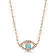 Turquoise & Diamond Evil Eye Pendant Necklace 14k Rose Gold (0.13ct)