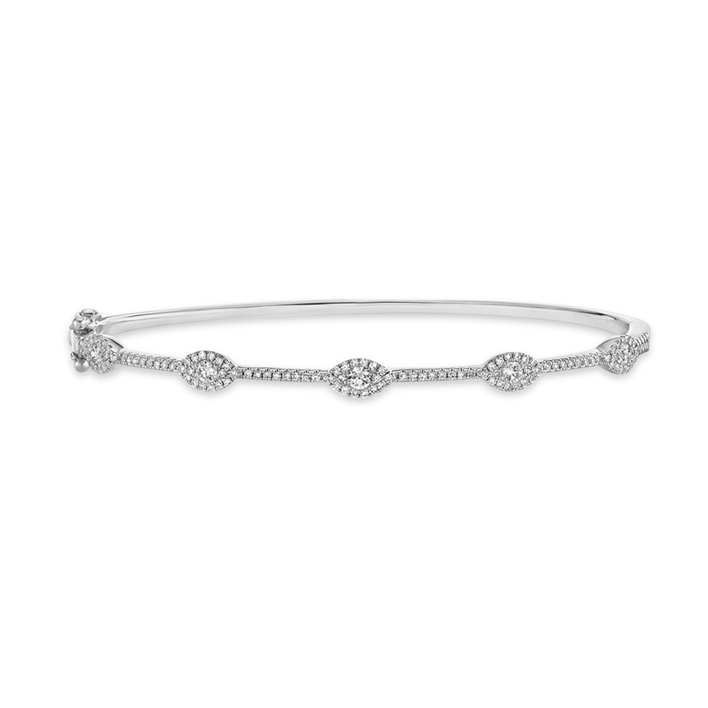 Diamond Evil Eye Bangle Bracelet 14k White Gold (0.60ct)