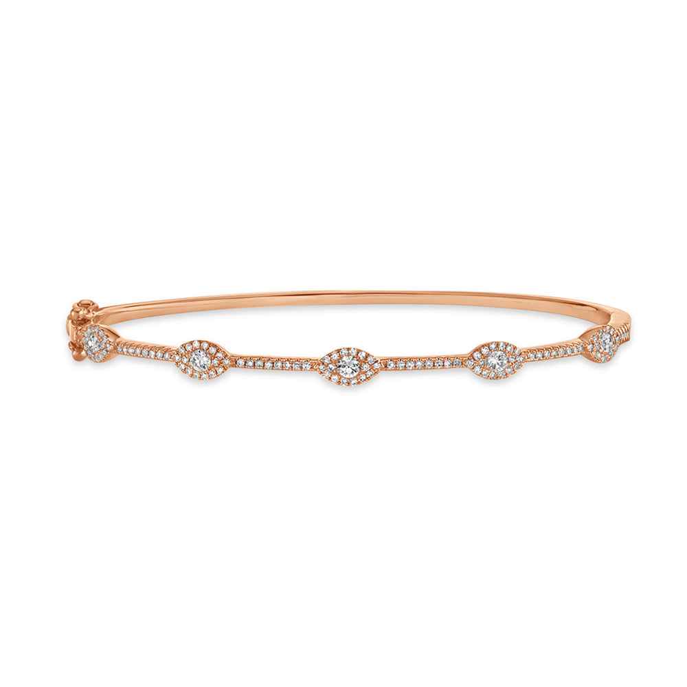 Diamond Evil Eye Bangle Bracelet 14k Rose Gold (0.60ct)