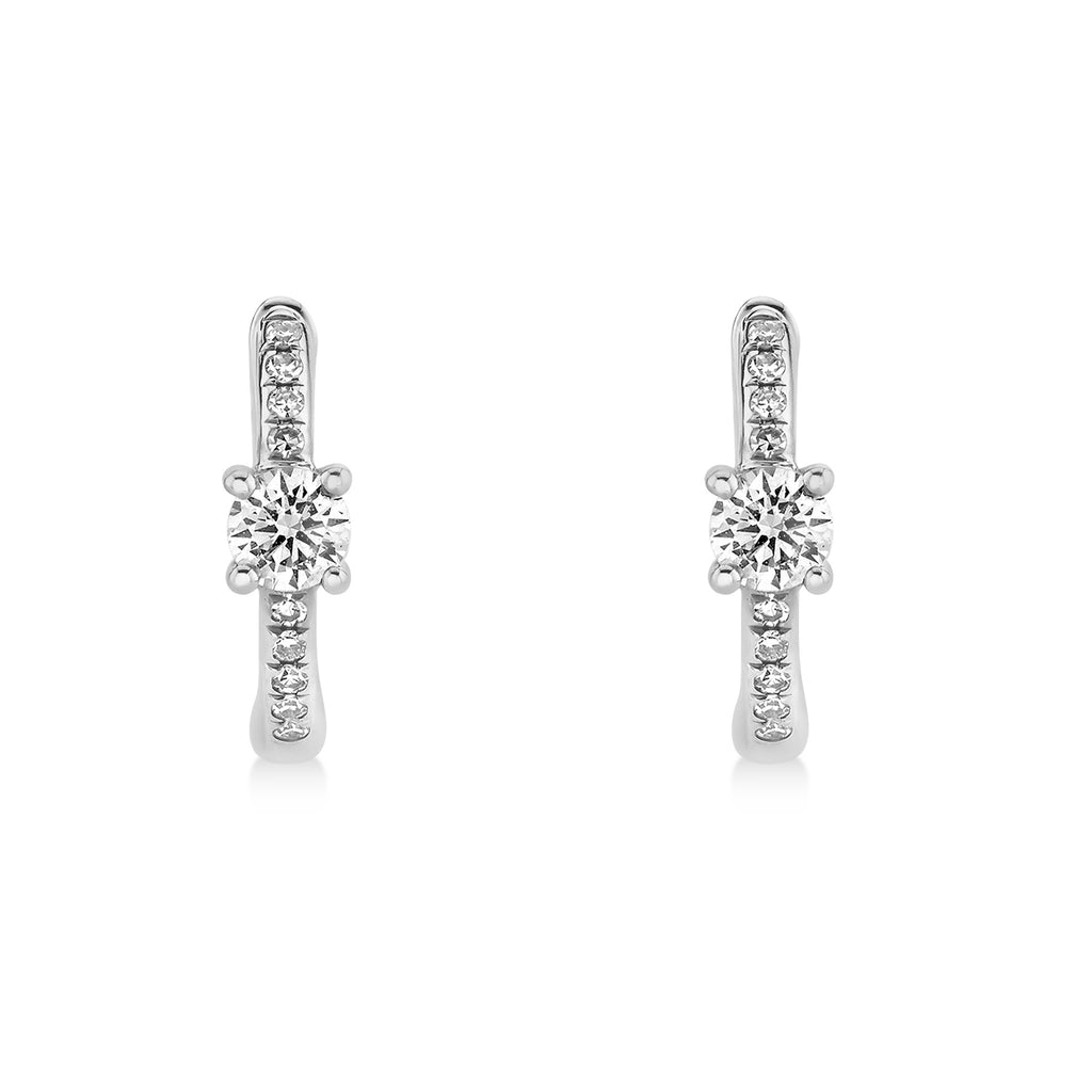 Diamond Huggie Hoop Earrings 14k White Gold (0.25ct)