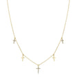 Diamond Accented Cross Dangle Station Necklace 14k Yellow Gold (0.09ct)